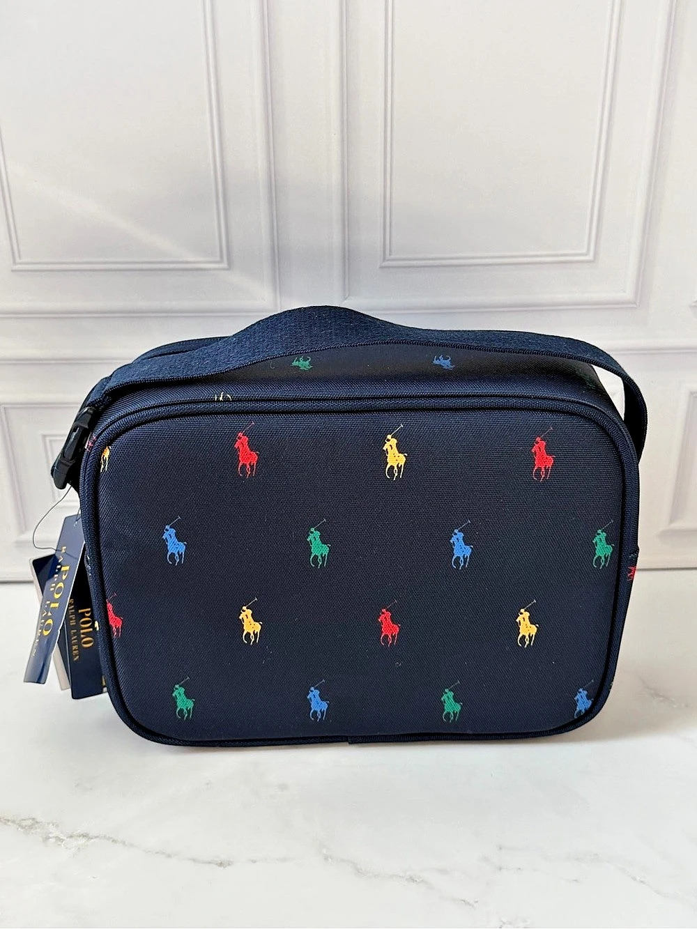 Polo Ralph Lauren Insulated Lunch Box Tote Navy Multicolor Pony Logo NWT